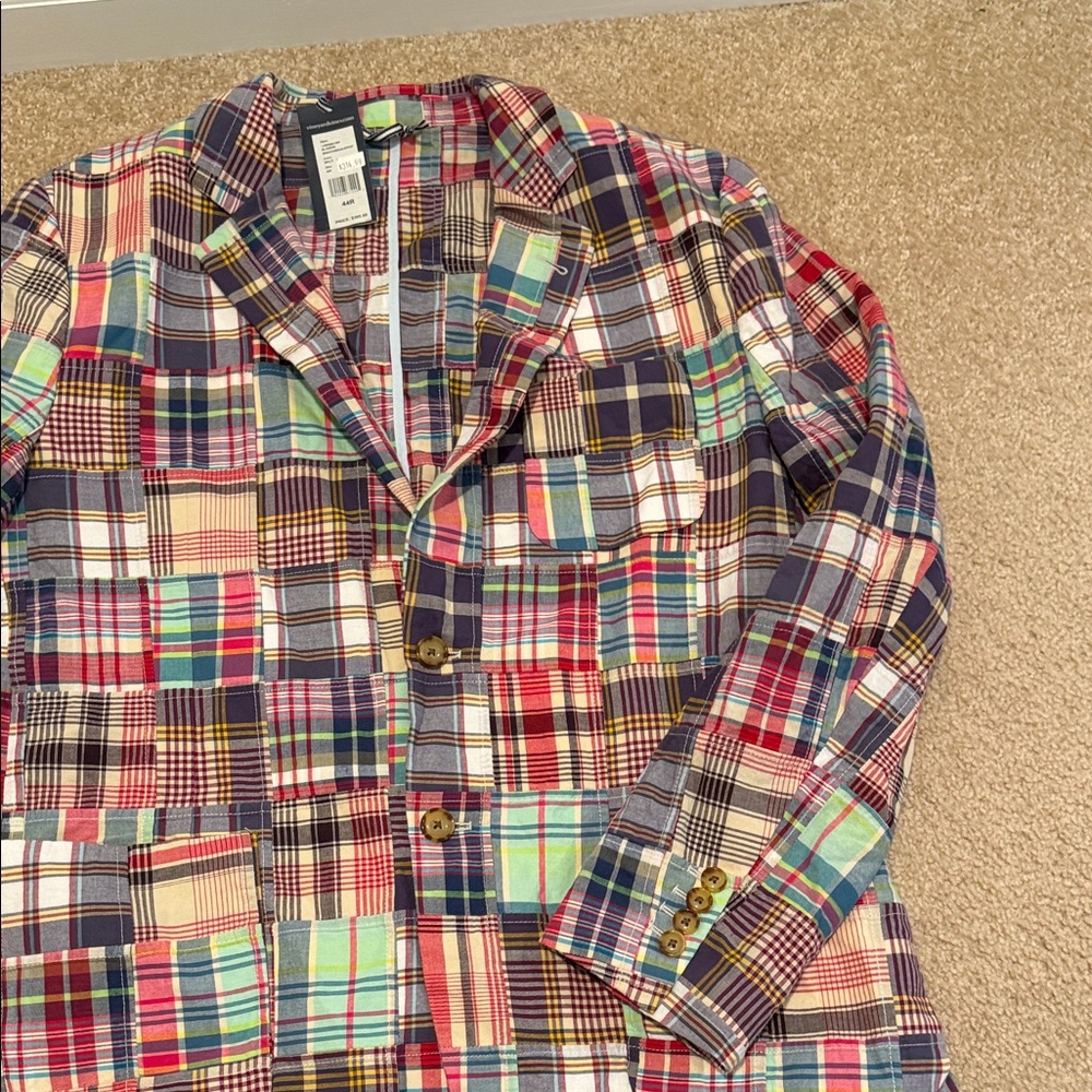 Vineyard Vines Madras Patchwork Blazer 44R NWT Kentucky Derby Preppy Sport Coat - Picture 5 of 16